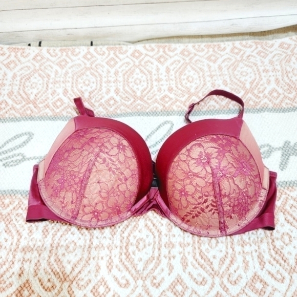 VS VERY SEXY PUSH UP BRA, BLUSH ROSE & LACE, SZ 32DD, LIKE NEW! SEXY!!! - Picture 1 of 8